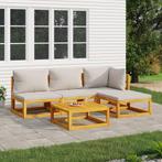 vidaXL 5-delige Loungeset met lichtgrijze kussens massief, Verzenden, Nieuw, Hardhout, Loungeset