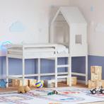 vidaXL Halfhoogslaper met ladder en bedhuis grenenhout wit, Eenpersoons, Verzenden, Wit, Nieuw