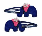 Haarspeld Klikklak Olifant Vilt Blauw, Nieuw
