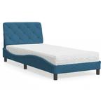 vidaXL Bed met matras fluweel blauw 90x200 cm, Huis en Inrichting, Slaapkamer | Bedden, 90 cm, Eenpersoons, Nieuw, 200 cm