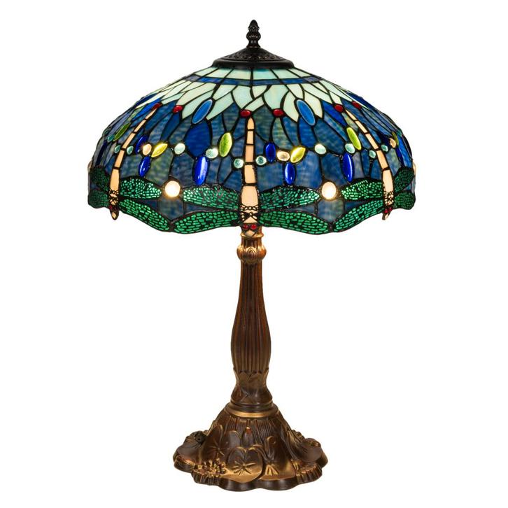 Tiffany tafellamp – Libellen &amp; Cabochons – Ø 40 × H 57 cm, Huis en Inrichting, Lampen | Tafellampen, Verzenden
