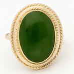 Ring - 14 karaat Geel goud - 5.57ct. tw. - Nefriet, Nieuw