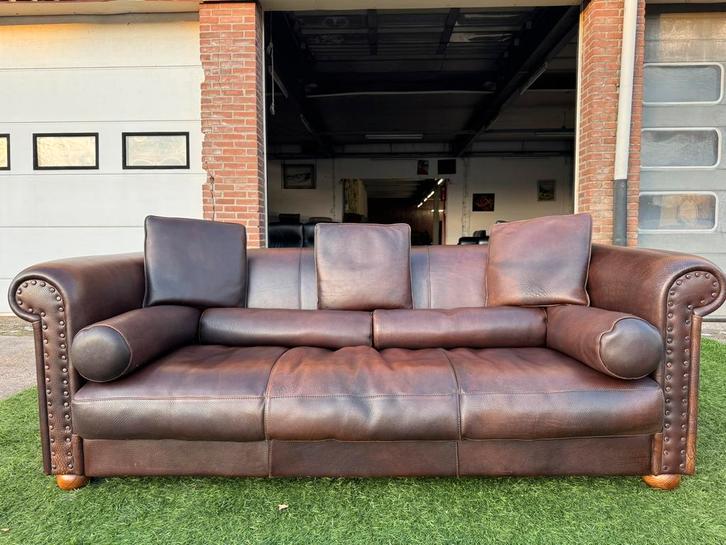 Bank BAXTER Alfred P bankstel 240cm bruin buffel leer sofa, Huis en Inrichting, Banken | Bankstellen, Rechte bank, Zo goed als nieuw