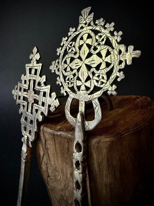 Kruis (2) - Koptisch - zilverlegering - 1990-2000 - Meskel -, Antiek en Kunst, Antiek | Boeken en Bijbels