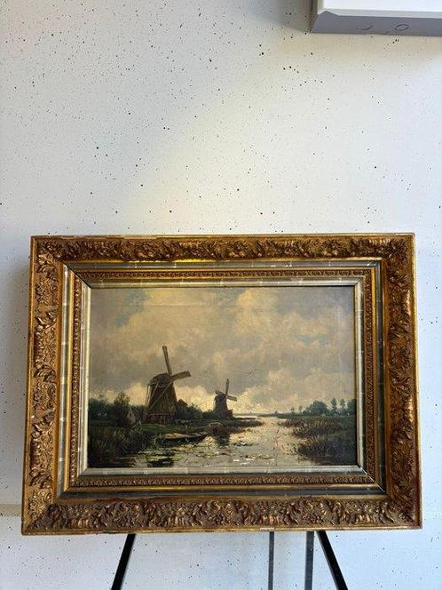 Jan Jans (1893-1963) - Molens aan de rivier, Antiek en Kunst, Kunst | Schilderijen | Klassiek