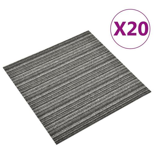 vidaXL Tapijttegels 20 st 5 m² 50x50 cm gestreept antraciet, Doe-het-zelf en Verbouw, Vloerdelen en Plavuizen, Nieuw, Verzenden