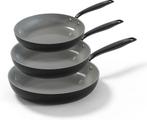 2dekans | BE Living 3-delige Koekenpannenset - Ø 20, 24 & 28, Ophalen of Verzenden, Zo goed als nieuw