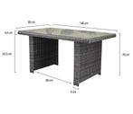 Ibiza XL lounge-diningtafel 140x80xH70 cm antraciet, Tuin en Terras, Tuintafels, Ophalen of Verzenden, Nieuw, Wicker