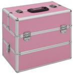Make-up koffer 37x24x35 cm aluminium roze (Koffers Tassen), Nieuw