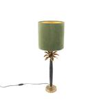 Art deco tafellamp met velours kap groen 25 cm - Areka, Huis en Inrichting, Lampen | Tafellampen, Nieuw, Art Deco, 50 tot 75 cm