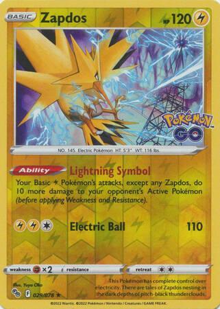 Zapdos 029/078 Reverse Holo Pokémon Go, Hobby en Vrije tijd, Verzamelkaartspellen | Pokémon, Losse kaart, Nieuw, Foil, Ophalen of Verzenden