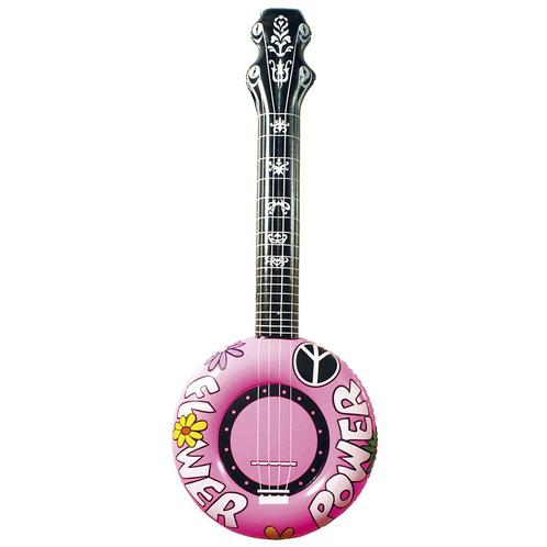 Hippie 60S Nep Banjo Roze Opblaasbaar 1m, Hobby en Vrije tijd, Feestartikelen, Nieuw, Verzenden