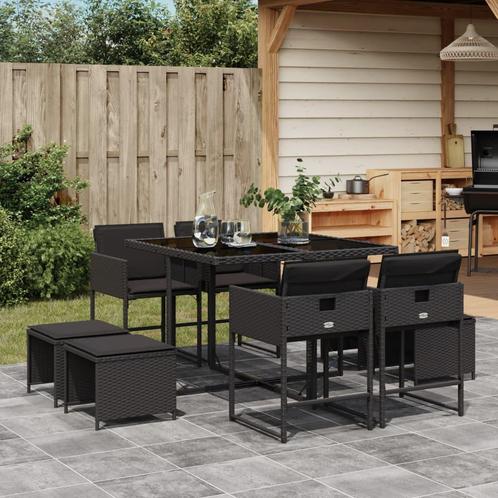 vidaXL 9-delige Tuinset poly rattan zwart, Tuin en Terras, Tuinsets en Loungesets, Tuinset, Nieuw, 8 zitplaatsen, Rotan, Verzenden