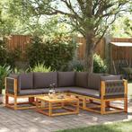 vidaXL 6-delige Loungeset met kussens massief acaciahout, Verzenden, Nieuw, Hardhout, Loungeset