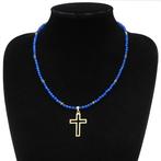Saphir - Croix dorée - Kalmte en troost - Fermoir Or 14K, Antiek en Kunst