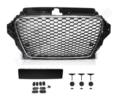 RS3 Look Frontgrill Glans zwart Piano Black Edition voor Aud, Auto diversen, Tuning en Styling, Ophalen of Verzenden