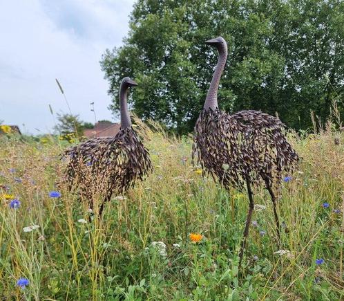 Beeldje - Koppel struisvogels - IJzer, Antiek en Kunst, Curiosa en Brocante