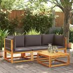vidaXL 3-delige Loungeset met kussens massief acaciahout, Verzenden, Nieuw, Hardhout, Loungeset