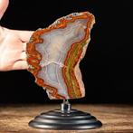 Rare Red Moss Agata - Exclusieve Marokkaanse Agaat - Geode, Verzamelen, Mineralen en Fossielen