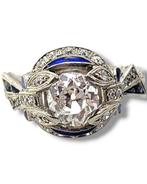 Ring Platina, Art Deco platina ring met grote 1 karaat, Sieraden, Tassen en Uiterlijk, Ringen, Nieuw