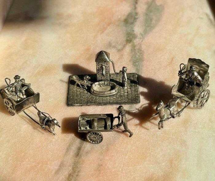 Miniatuur beeldje - Zilveren miniaturen (4) - .835 zilver,, Antiek en Kunst, Antiek | Goud en Zilver