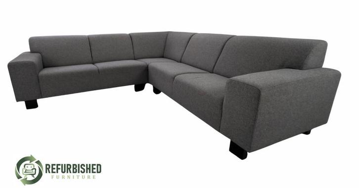 Refurbished 5-zits hoekbank donkergrijs 6 mnd garantie!, Huis en Inrichting, Banken | Bankstellen, 250 tot 300 cm, 150 cm of meer