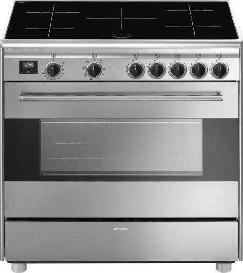 Smeg BG91IX2 inductie fornuis - roestvrijstaal, Witgoed en Apparatuur, Fornuizen, 60 cm of meer, Vrijstaand, 5 kookzones of meer