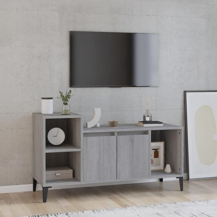 vidaXL Tv-meubel 100x35x55 cm bewerkt hout grijs sonoma, Huis en Inrichting, Kasten | Televisiemeubels, 25 tot 50 cm, Nieuw, Overige houtsoorten