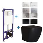 Toiletset Budget 65 Mudo Mat zwart Met B&W Drukplaat, Ophalen of Verzenden, Nieuw, Chroom, Overige typen