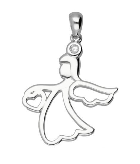 Zilveren Engel met hart opengewerkt kettinghanger, Sieraden, Tassen en Uiterlijk, Kettinghangers, Verzenden