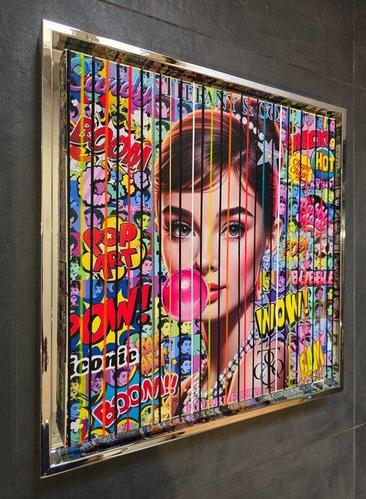 Elmago - Audrey Hepburn pop bubble 3 codebarre (large), Antiek en Kunst, Kunst | Schilderijen | Modern