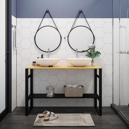 Badkamermeubel BWS Black & Oak 120x50x75 cm Eiken Metalen, Doe-het-zelf en Verbouw, Sanitair, Bad, Nieuw, Ophalen of Verzenden