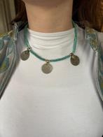 Ketting met met turquoise en munten, Sieraden, Tassen en Uiterlijk, Kettingen, Ophalen of Verzenden, Nieuw