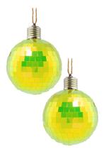 2x Discobal Ø 10 cm LED Iridescent Geel  Discobol Klein Spie, Ophalen of Verzenden, Nieuw, Feestartikel, Carnaval