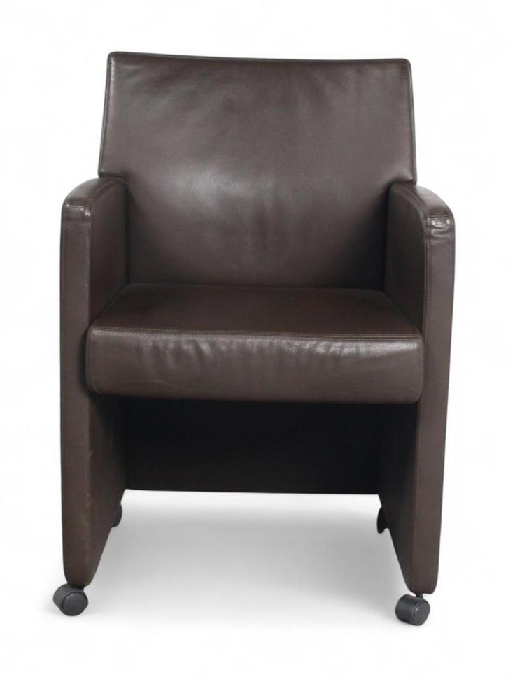 vdm. vergaderstoel, kunstleer-bruin, Huis en Inrichting, Stoelen, Overige kleuren, Gebruikt, Ophalen of Verzenden