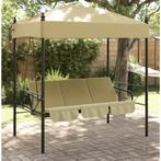 vidaXL Schommelbank met luifel staal zandkleurig, Tuin en Terras, Tuinbanken, Verzenden, Nieuw, Metaal