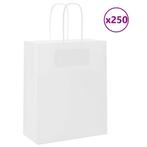 vidaXL Papieren zakken 250 st met hengsels 18x8x22 cm wit, Verzenden, Nieuw
