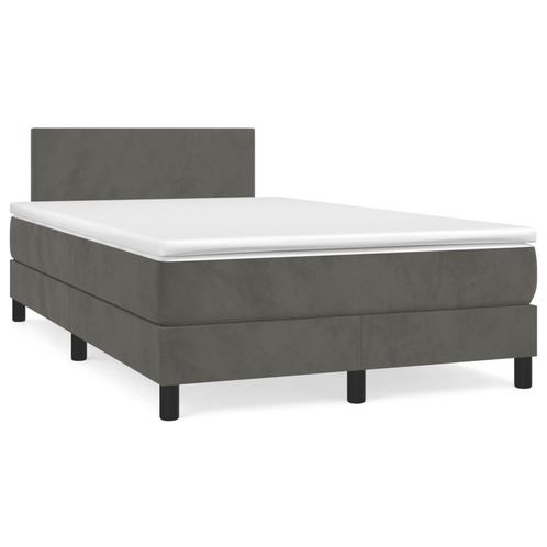 vidaXL Boxspring met matras fluweel donkergrijs 120x190 cm, Huis en Inrichting, Slaapkamer | Bedden, 120 cm, 190 cm of minder