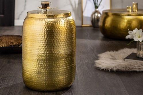 Handgemaakte bijzettafel ORIENT STORAGE 50cm goud gehamerd, Huis en Inrichting, Tafels | Sidetables, Ophalen of Verzenden