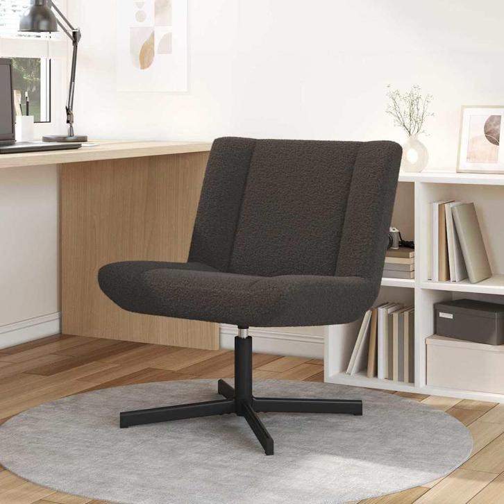 vidaXL Draaistoel Donkergrijs 63 x 75 x 76 cm Schapenvacht, Huis en Inrichting, Stoelen, Grijs, Nieuw, Verzenden
