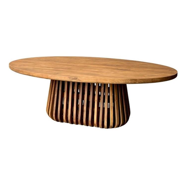 Ovale salontafel | Leverbaar in 2 maten | Massief teakhout |, Huis en Inrichting, Tafels | Salontafels, 50 tot 100 cm, Ovaal, Nieuw