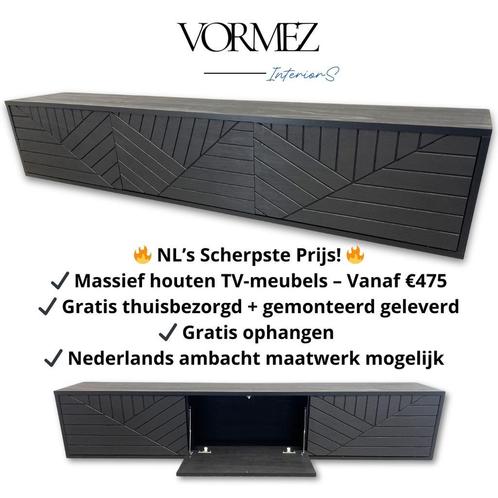 TV Meubels Massief Beuken Hout 180/200/230 cm of Maatwerk, Huis en Inrichting, Kasten | Televisiemeubels, Nieuw, Verzenden