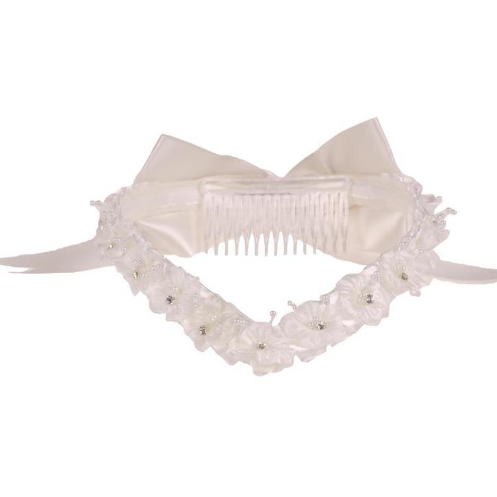 Diadeem meisjes ivoor met bloemen NIEUW, Sieraden, Tassen en Uiterlijk, Kindersieraden, Wit, Nieuw, Ophalen of Verzenden