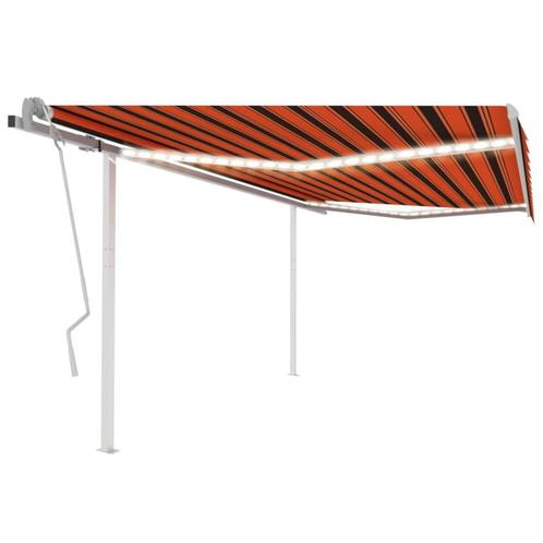 vidaXL Luifel handmatig uittrekbaar met LED 4,5x3,5 m oranje, Tuin en Terras, Zonneschermen, Nieuw, Verzenden