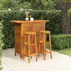 vidaXL 3-delige Tuinbarset massief acaciahout, Tuin en Terras, Tuinsets en Loungesets, Verzenden, Nieuw, Hardhout, 2 zitplaatsen