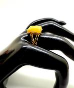 Natuurlijke Baltische amberring Ag925 goud verguld -