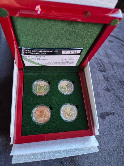 Luxemburg. 2 Euro 2024/2025 (4 stuks) Reverse Proof (Zonder, Postzegels en Munten, Munten | Europa | Euromunten