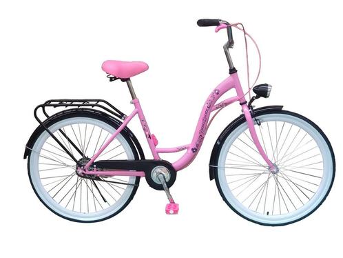 Modieuze roze meisjesfiets 26 inch - met bagagedrager en..., Fietsen en Brommers, Fietsen | Meisjes, 26 inch of meer, Nieuw, Ophalen of Verzenden