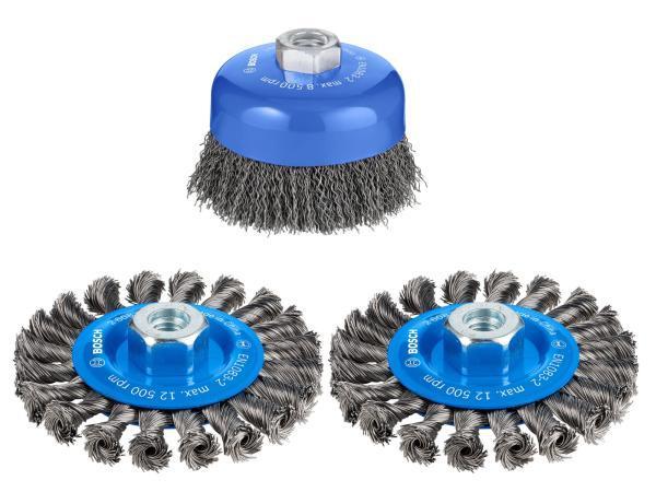 Veiling - Bosch staaldraadborstel set 3-delig M14, Doe-het-zelf en Verbouw, Gereedschap | Machine-onderdelen en Toebehoren