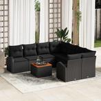 vidaXL Tuin Sofa Set 9 pcs Zwart, Tuin en Terras, Tuinsets en Loungesets, Verzenden, Nieuw, Rotan